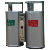 圓柱形戶外雙分類不銹鋼垃圾桶